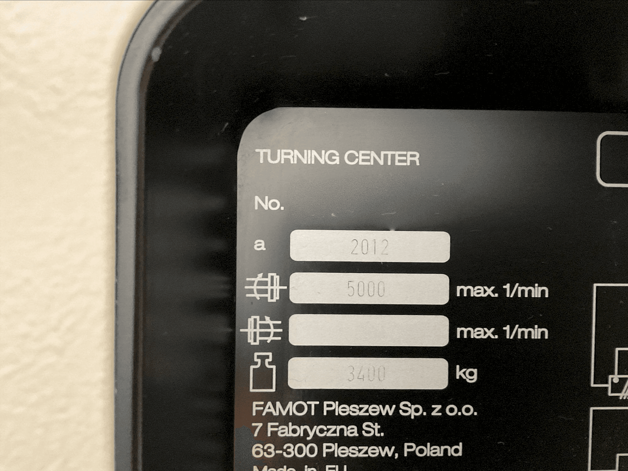 Placa de identificación de la máquina DMG MORI CTX 310 ecoline