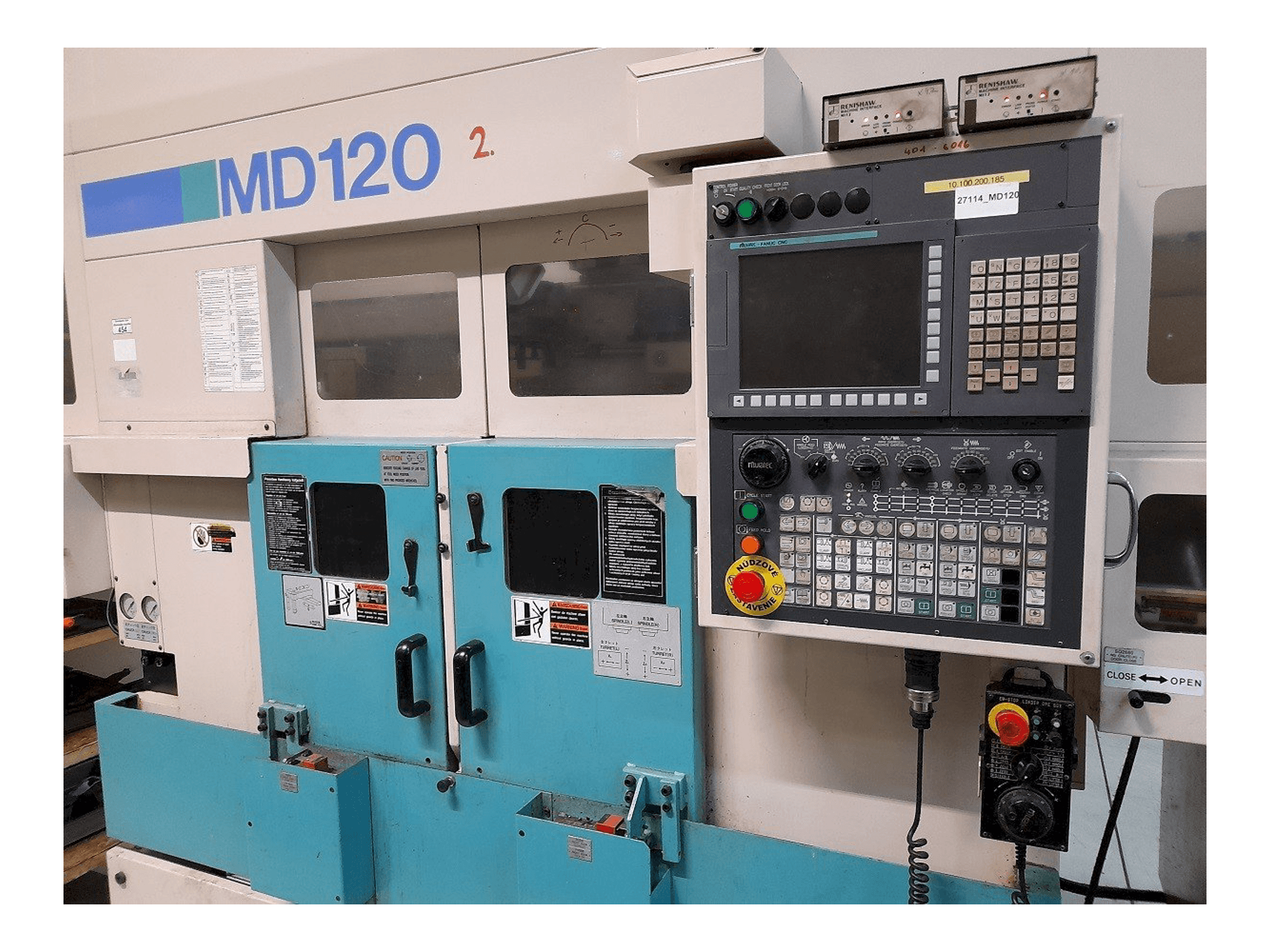 Vista frontal de la máquina Muratec MD120 + MS60